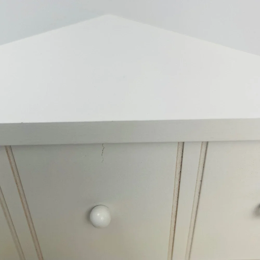 White Wooden Corner Wall Shelf with Storage Drawer and 3 Knobs Floating Shelf